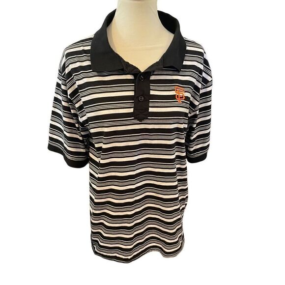 Genuine Merchandise True Fan Black&White Striped Half Button Down Short Sleeve S - Picture 5 of 10